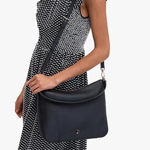 Kate Spade Polly Medium Shoulder Crossbody Black Leather Bag NWT - Picture 3 of 16